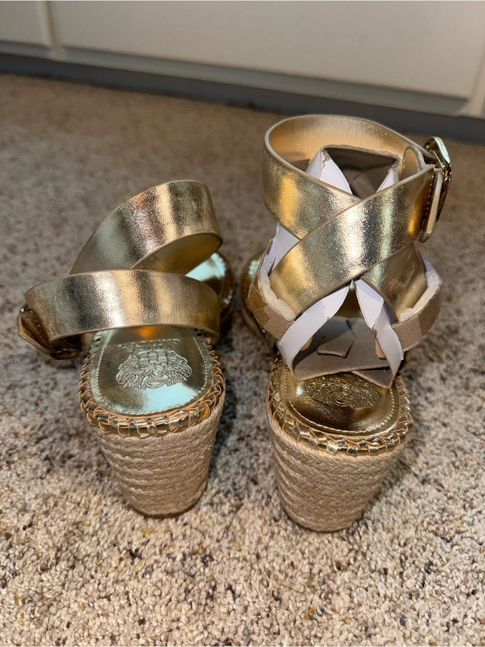 Vince Camuto Metallic Gold Ankle-Strap Sandals - Picture 5 of 8